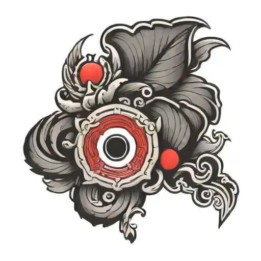 korean style with emblems from the korean flag intertwined tattoo design idea