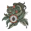 korean style with emblems from the korean flag intertwined tattoo design idea