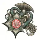korean style with emblems from the korean flag intertwined tattoo design idea