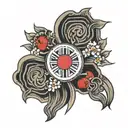 korean style with emblems from the korean flag intertwined tattoo design idea