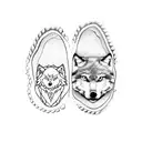 baby footprint, snow, wolf tattoo design idea