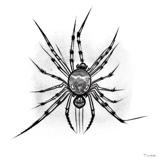 black widow spider with web and 4 smaller spiders tattoo design idea