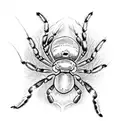 black widow spider with 4 smallers spiders with it  tattoo design idea