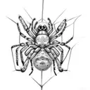black widow spider with 4 smallers spiders with it  tattoo design idea