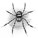 black widow spider with 4 smallers spiders with it  tattoo design idea