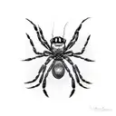 black widow spider with 4 smallers spiders with it  tattoo design idea