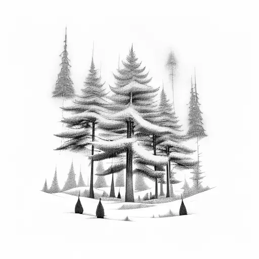 walking through a dark forest with light shinning through  tattoo design idea
