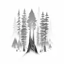 walking through a dark forest with light shinning through  tattoo design idea