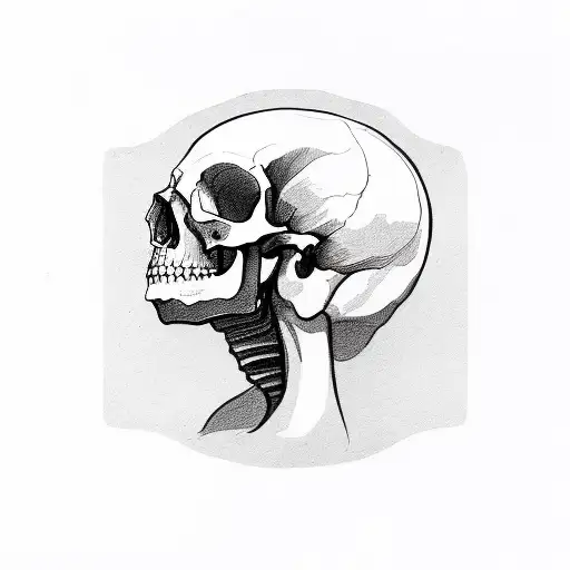 woman showing half of her skull tattoo design idea