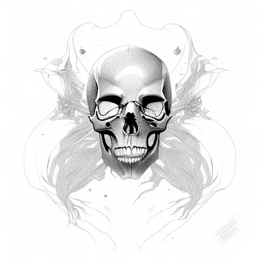 half skull woman tattoo design idea