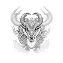 cabra aries con escorpión  tattoo design idea