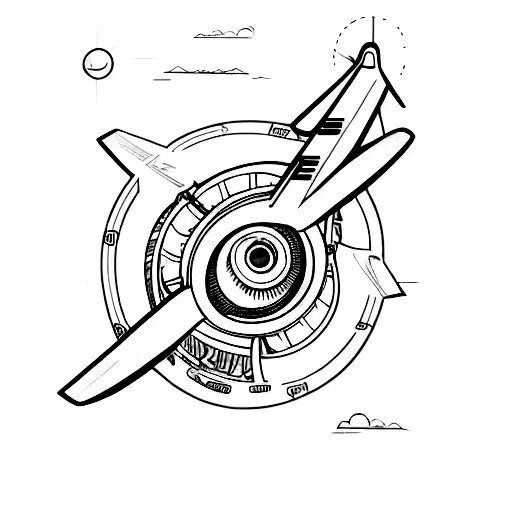 airplane engine nacelle shape outline tattoo design idea