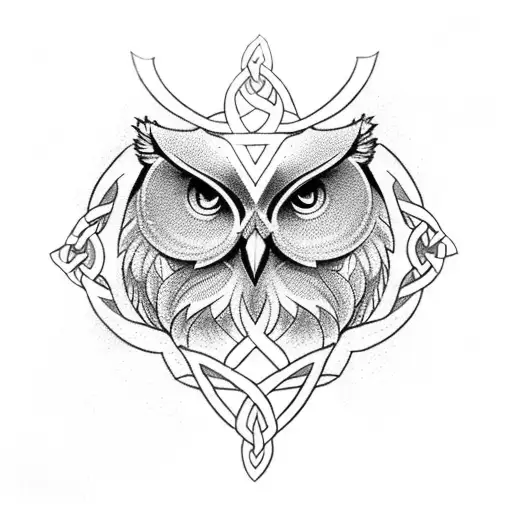 Lion owl Celtic cross crane tattoo design idea