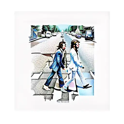 Beatles' abbey road album cover as Kanye west, Kendrick, Travis Scott and drake tattoo design idea
