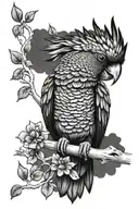 black cockatoo feathed tattoo design idea