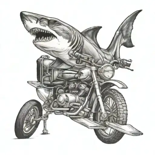shark pipefitter fireman motorcycle  tattoo design idea