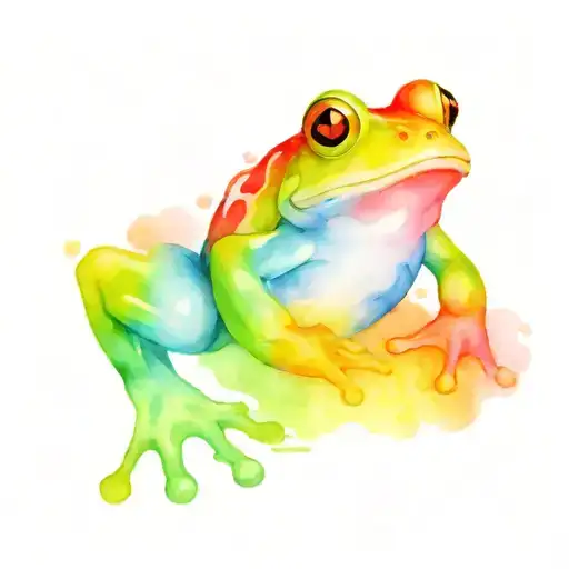 rainbow gradient frog tattoo design idea