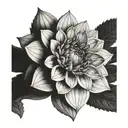 greyscale dahlia tattoo design idea