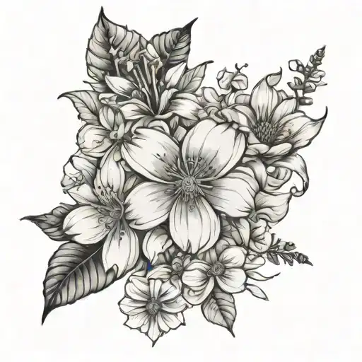 paperwhite flower and cosmo flower tattoo design idea