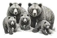 mama bear and two cubs tattoo design idea