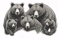 mama bear and two cubs tattoo design idea