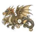 steampunk dragon flying tattoo design idea