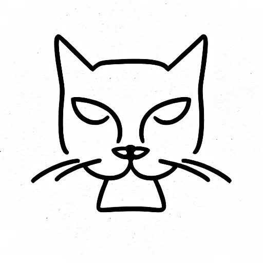 square outline of cat all black tattoo design idea