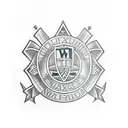 two crossed hammers from the West Ham United crest complemented with capital letters W H U tattoo design idea