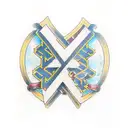 two crossed hammers from the West Ham United crest complemented with capital letters W H U tattoo design idea