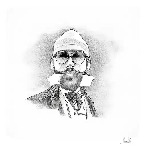 dapper man sitting kerbside downtown toronto tattoo design idea