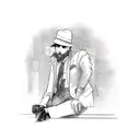 dapper man sitting kerbside downtown toronto tattoo design idea