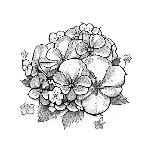 hydrangeas and violets  tattoo design idea