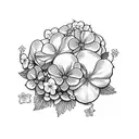 hydrangeas and violets  tattoo design idea