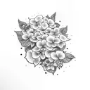 hydrangeas and violets  tattoo design idea