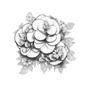 hydrangeas and violets  tattoo design idea