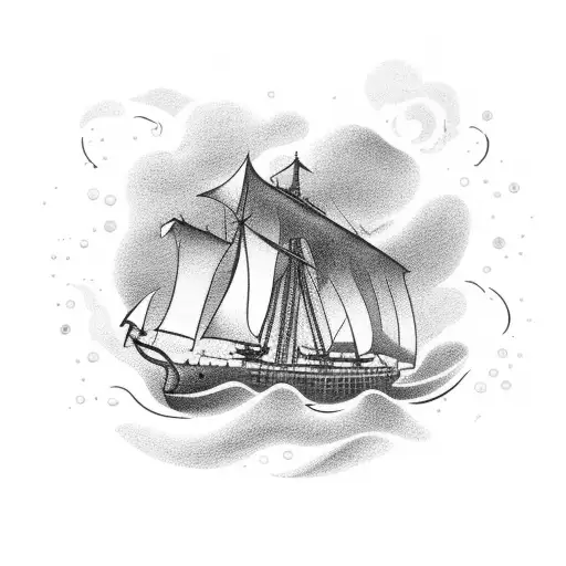 nautical theme ship with rough seas  tattoo design idea
