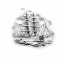 nautical theme ship with rough seas  tattoo design idea