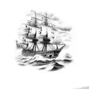 nautical theme ship with rough seas  tattoo design idea
