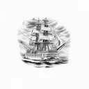 nautical theme ship with rough seas  tattoo design idea