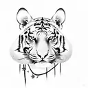 Tiger on a flower tree with birds and lightning tattoo design idea