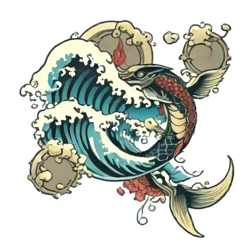 great vawe of kanagawa tattoo design idea
