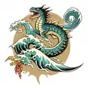 great vawe of kanagawa tattoo design idea