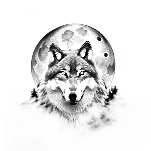 Wolf howling at the moon tattoo design idea