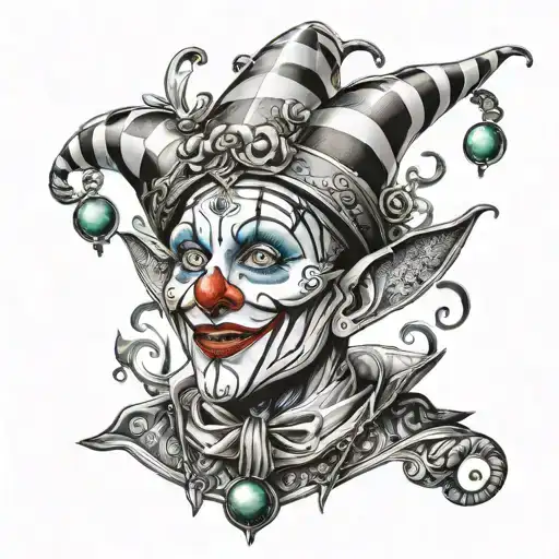 marching time jester tattoo design idea