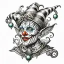marching time jester tattoo design idea