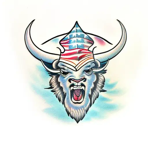 angry buffalo tattoo design idea
