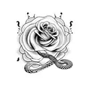 Dagger with snake and roses tattoo design idea