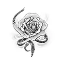Dagger with snake and roses tattoo design idea