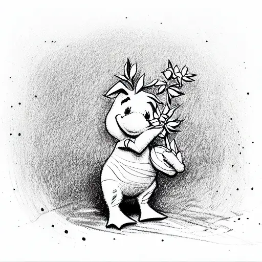 piglet in a field tattoo design idea