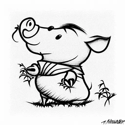 piglet in a field tattoo design idea